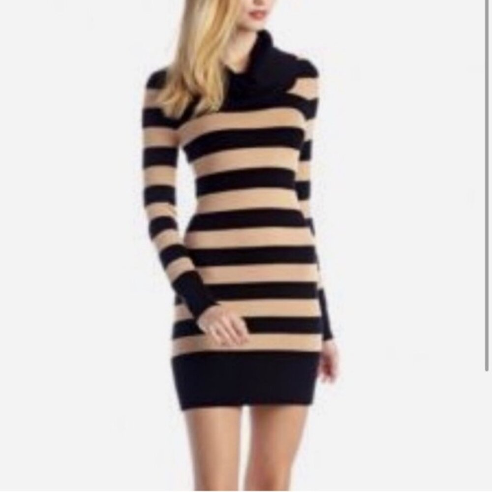 French Connection Vintage Striped Bambi Cowl Neck Tunic Sweater Dress Knit Top L - Picture 15 of 16